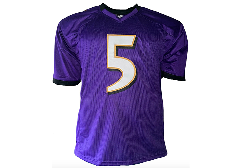 Joe Flacco Signed Baltimore Purple Football Jersey SB 47 MVP Insc JSA