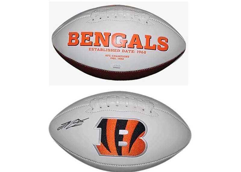 Joe Mixon Bengals Logo White Football Autographed (JSA)