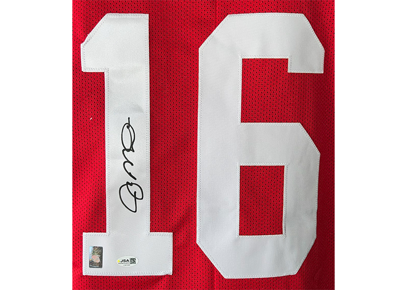 Joe Montana Autographed San Francisco Red Football Jersey JSA