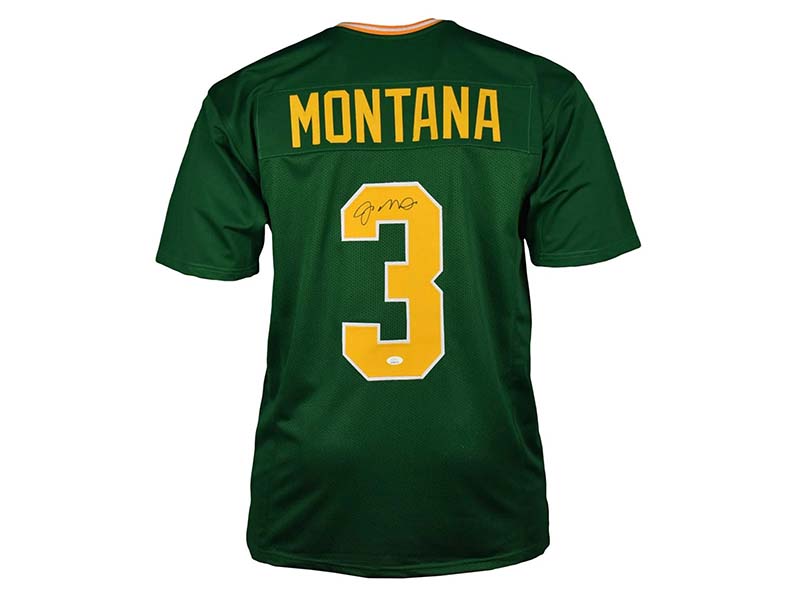 Joe Montana Signed Green Custom College Football Jersey (JSA)