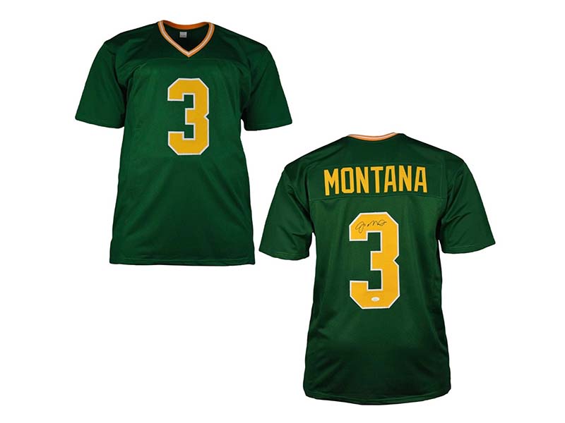 Joe Montana Signed Green Custom College Football Jersey (JSA)