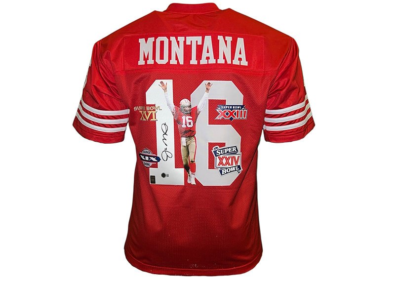 Joe Montana Signed San Francisco Red Football Jersey Beckett