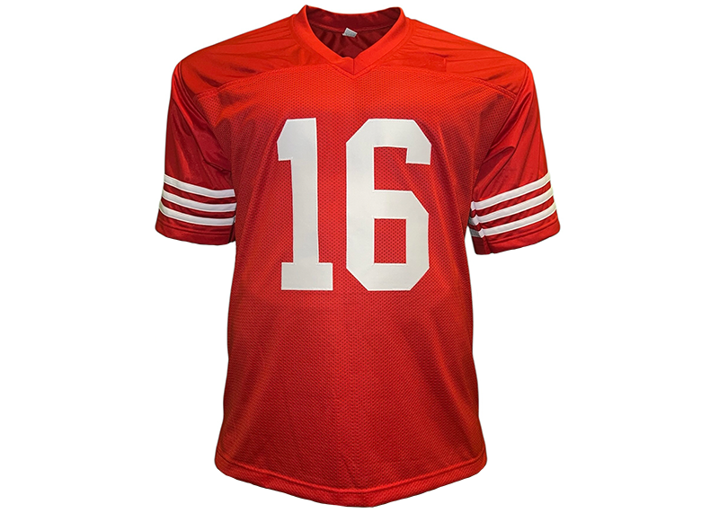 Joe Montana Signed San Francisco Red Football Jersey Beckett