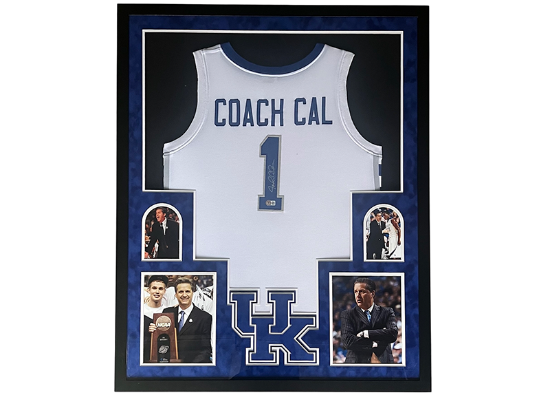 John Calipari Signed 34x42 Framed Kentucky Wildcats Jersey Beckett