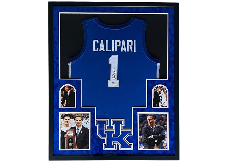 John Calipari Signed 34x42 Framed Kentucky Wildcats Jersey Beckett