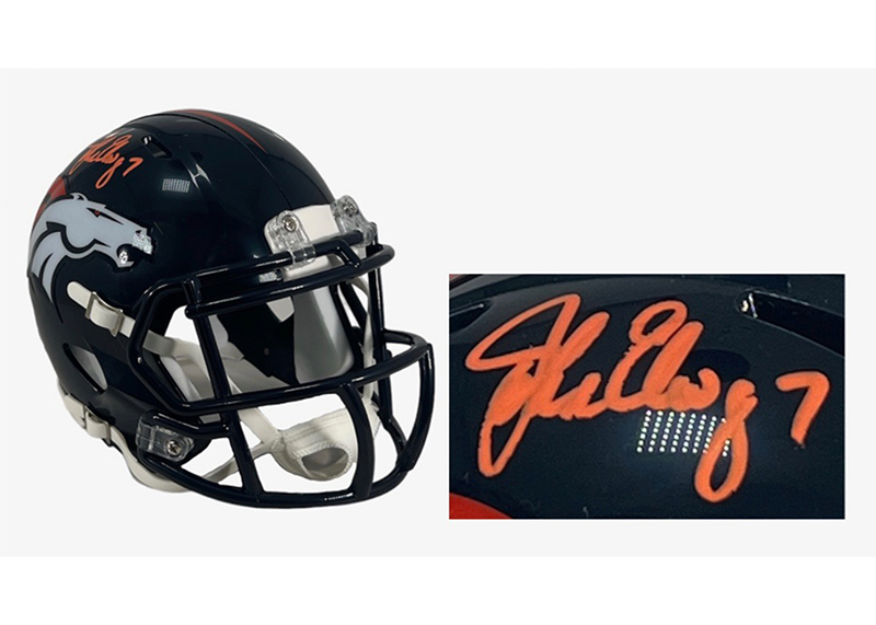 John Elway Signed Denver Broncos Speed Mini Helmet JSA