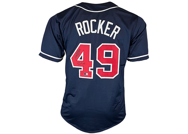 John Rocker Signed Atlanta Blue Custom Baseball Jersey Beckett F NY Inscription