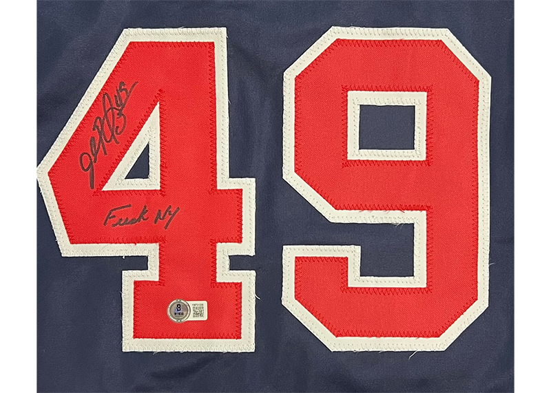John Rocker Signed Atlanta Blue Custom Baseball Jersey Beckett F NY Inscription