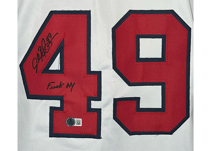 John Rocker Signed Atlanta White Custom Baseball Jersey JSA F NY Inscription