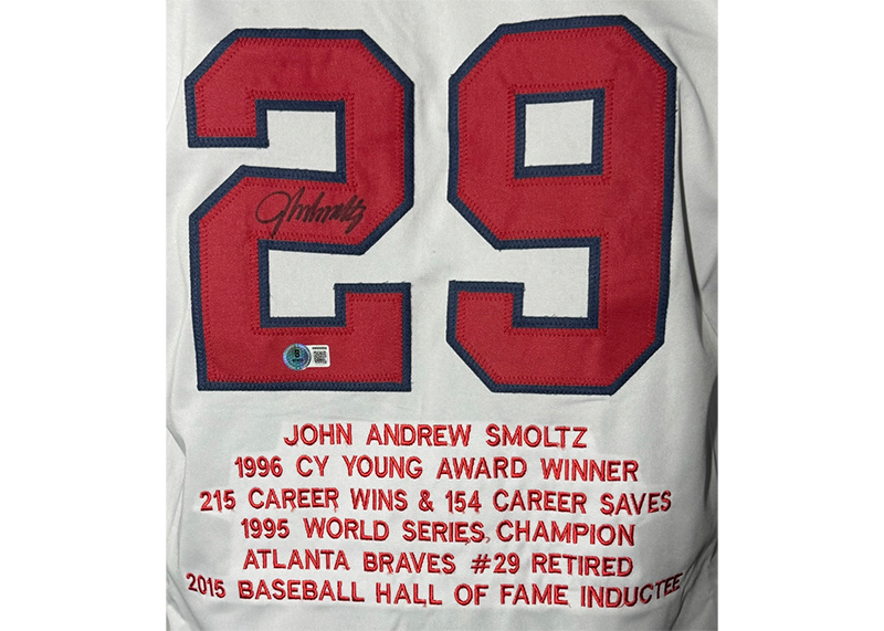 John Smoltz Signed Atlanta White Stat Baseball Jersey Beckett