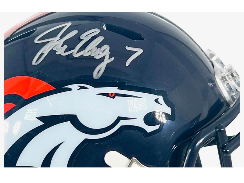 John Elway Autograph Denver Broncos Speed Mini Helmet Beckett