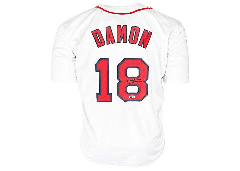 Johnny Damon Signed Boston White Baseball Jersey Beckett