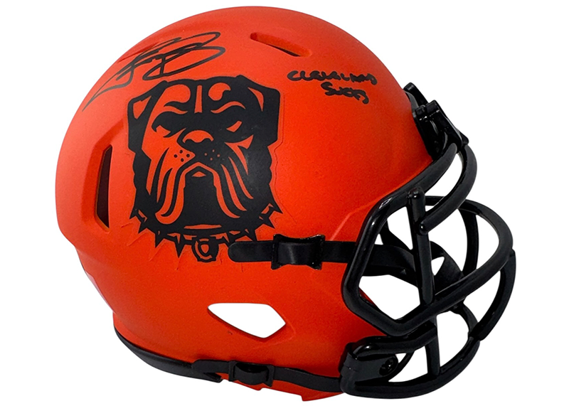 Johnny Manziel Signed Cleveland Browns Rave Mini Helmet Beckett F Cleveland Inscription