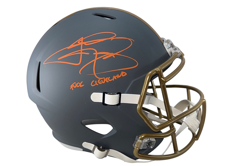 Johnny Manziel Signed Cleveland Browns Slate Full Size Helmet Beckett F Inscription