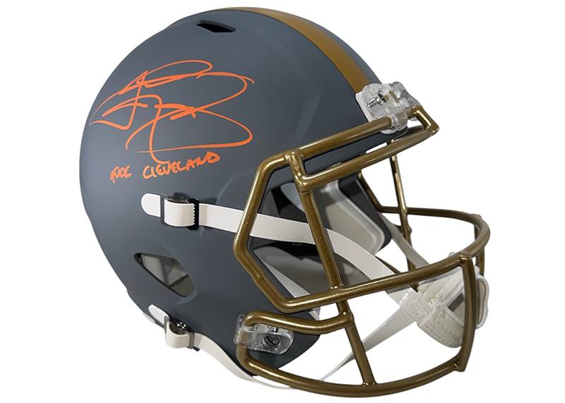 Johnny Manziel Signed Cleveland Browns Slate Full Size Helmet Beckett F Inscription