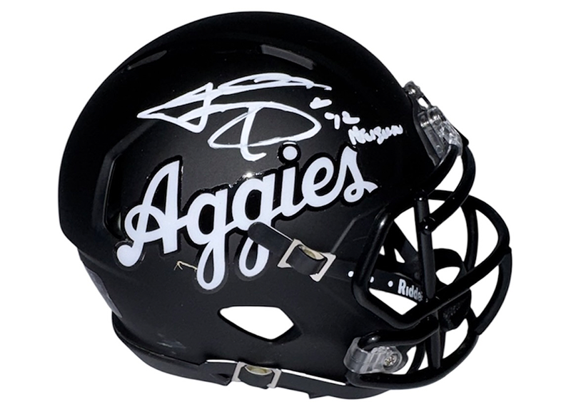 Johnny Manziel Signed Texas A&M Aggies Script Speed Mini Helmet Heisman '12 JSA