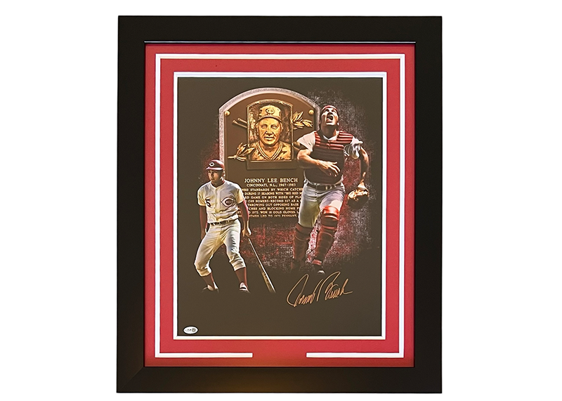 Johnny bench Signed 27x24 Cincinnati Reds Framed Photo JSA