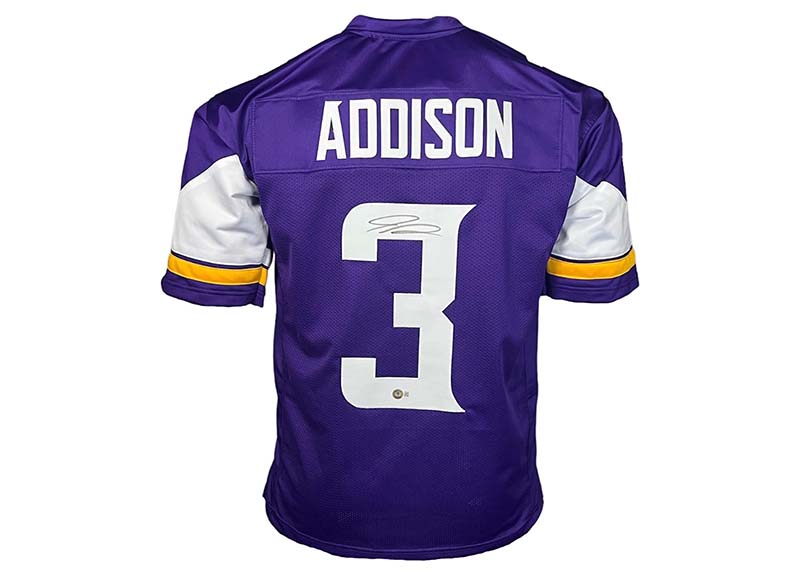 Jordan Addison Signed Custom Purple Football Jerseys Beckett