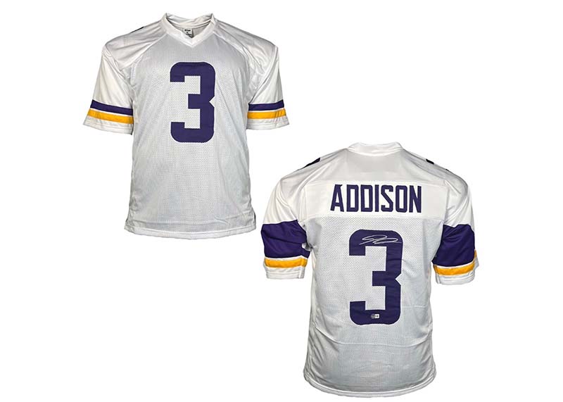 Jordan Addison Signed Minnesota White Football Jerseys Beckett