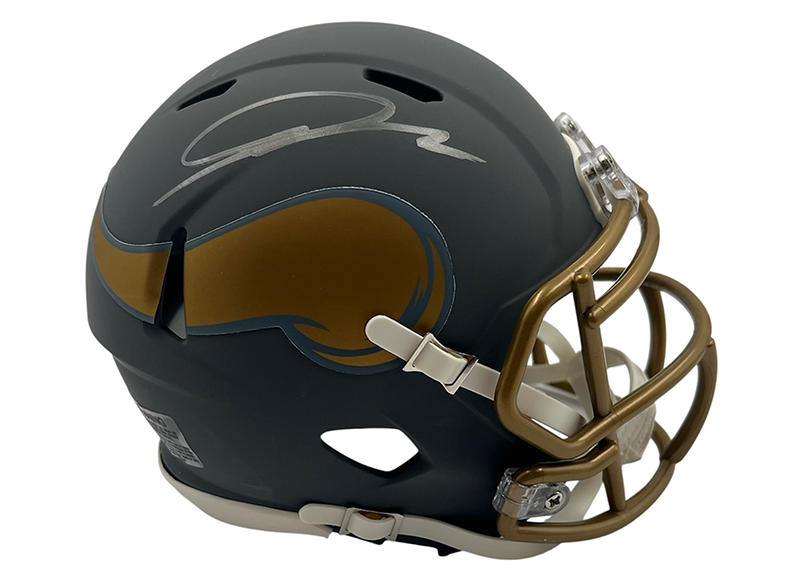 Jordan Addison Signed Minnesota Vikings Slate Mini Helmet JSA