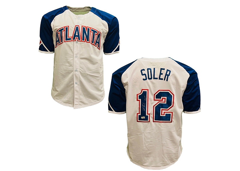 Jorge Soler Signed Atlanta throwback Baseball Jersey Beckett MVP Inscription