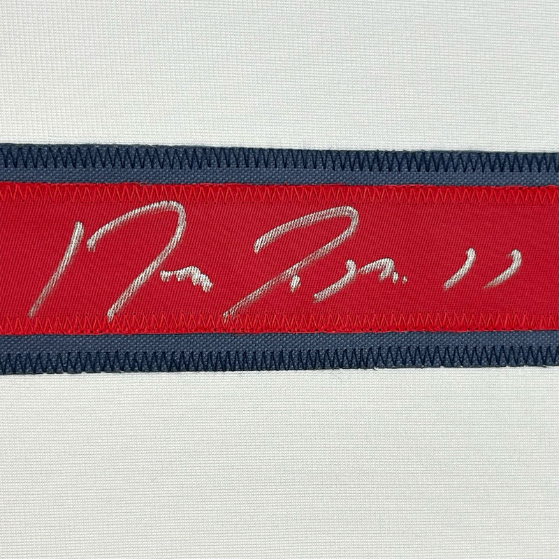 Framed Autographed/Signed Jose Ramirez 35x39 Cleveland White Baseball Jersey Beckett BAS COA