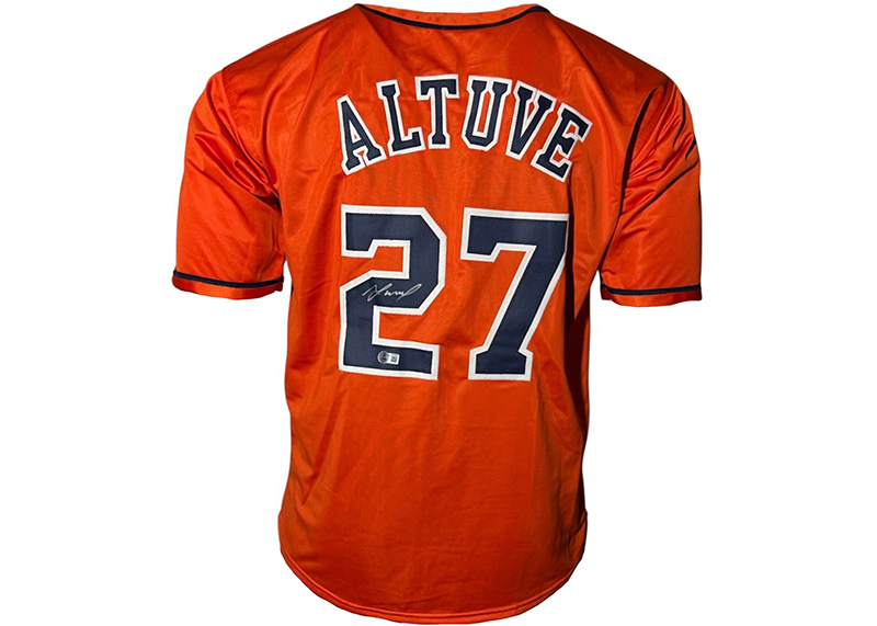 Jose Altuve Signed 2017 AL MVP Orange Baseball Jersey Beckett