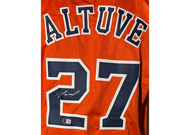Jose Altuve Signed 2017 AL MVP Orange Baseball Jersey Beckett