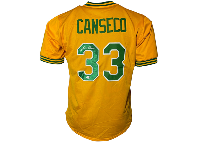 Jose Canseco Signed Oakland Yellow Baseball Jersey JSA
