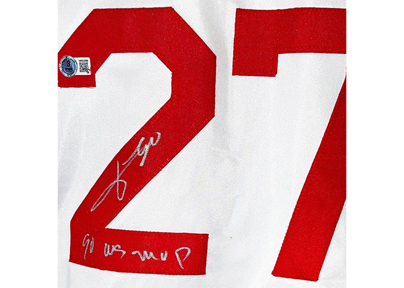 Jose Rijo Signed 90 WS MVP Insc Cincinnati White Baseball Jersey Beckett