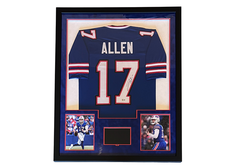 Josh Allen Signed Framed Jersey 34x42 LED Lighted Display w/ Playable Video TV Beckett
