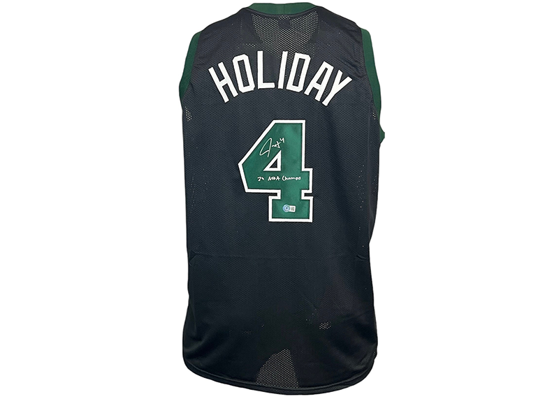 Jrue Holiday Signed Custom Black Boston Basketball Jersey JSA 24 NBA Champs Inscription