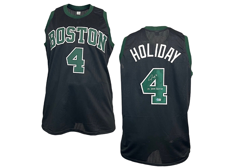 Jrue Holiday Signed Boston Black Basketball Jersey JSA 24 NBA Champs Inscription