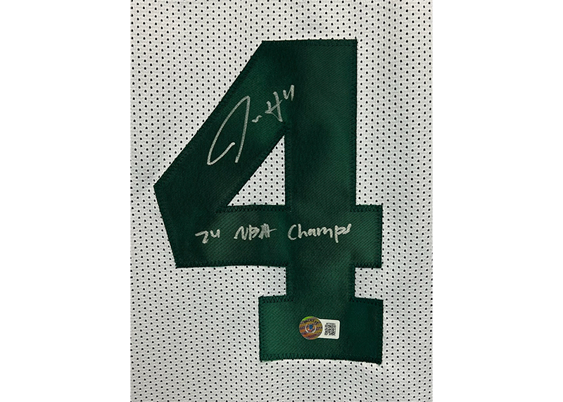 Jrue Holiday Signed Boston White Basketball Jersey JSA 24 NBA Champs Insc