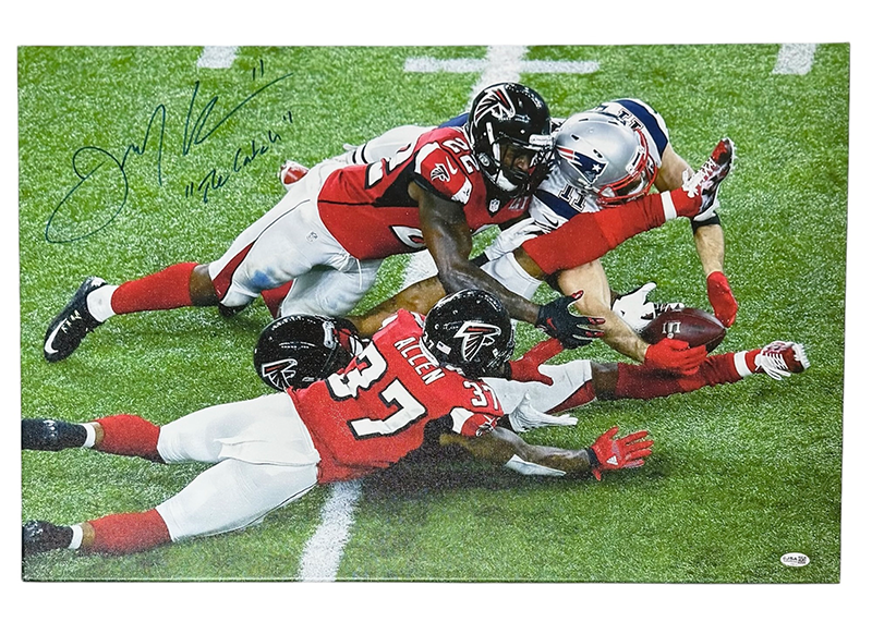 Julian Edelman Signed "The Catch" Super Bowl LI 30x20 Canvas JSA