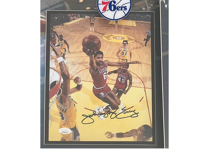 Julius Erving (Dr. J) Signed 76Ers 23x23 3D Framed With LED Lights Photo JSA