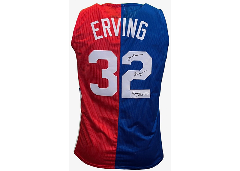 Julius Erving (Dr.J) Signed Custom New York Red-Blue Basketball Jersey JSA