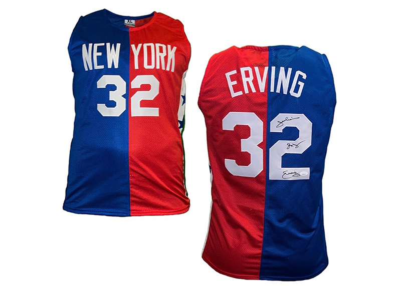 Julius Erving (Dr.J) Signed New York Red-Blue Basketball Jersey JSA
