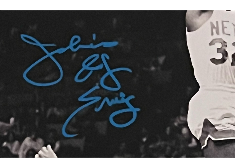 Julius Erving (Dr. J) Signed Nets 16x20 Photo JSA