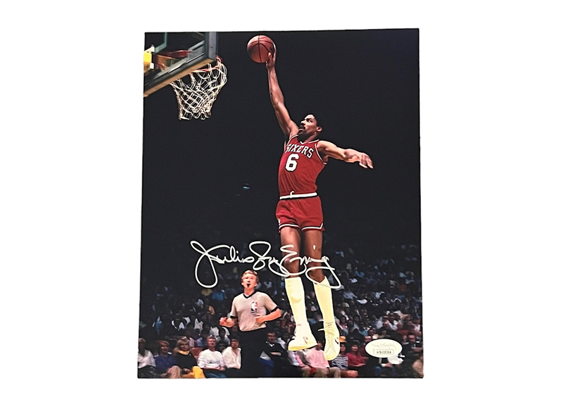 Julius Erving (Dr. J) Signed Nets 8x10 Photo JSA