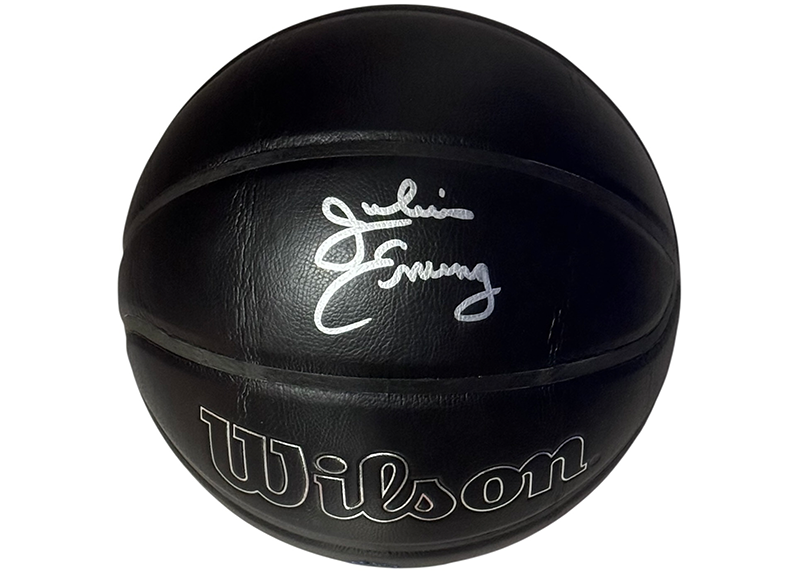 Julius "Dr. J" Erving Signed Philadelphia 76ers Black Logo Basketball – JSA