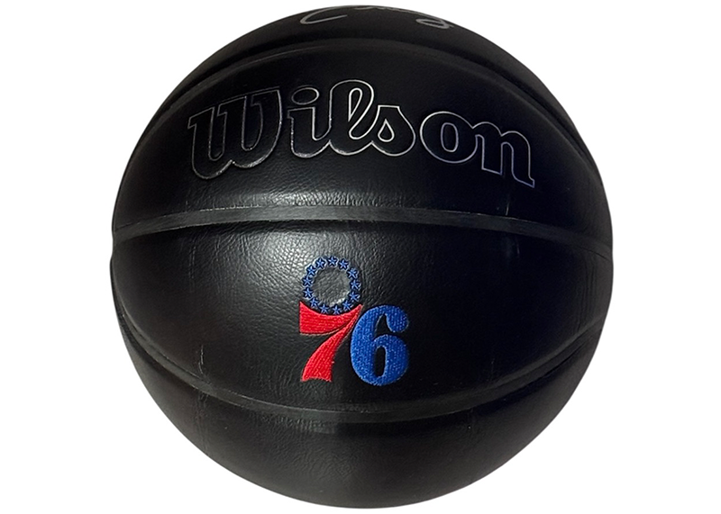 Julius "Dr. J" Erving Signed Philadelphia 76ers Black Logo Basketball JSA