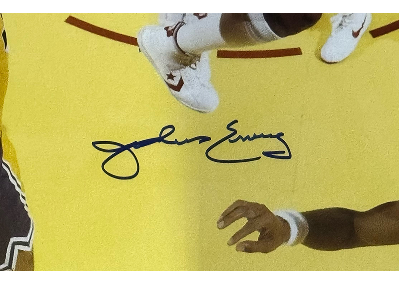 Julius "Dr. J" Erving Signed Philadelphia 76ers vs Los Angeles Lakers 16x20 Photo JSA