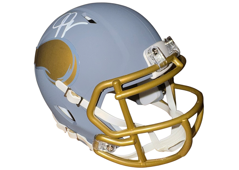 Justin Jefferson Signed Minnesota Vikings Salute To Service Mini Helmet Beckett