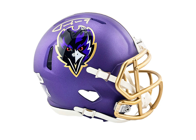 Justin Tucker Signed Baltimore Ravens Alt 24 Speed Mini Football Helmet Beckett