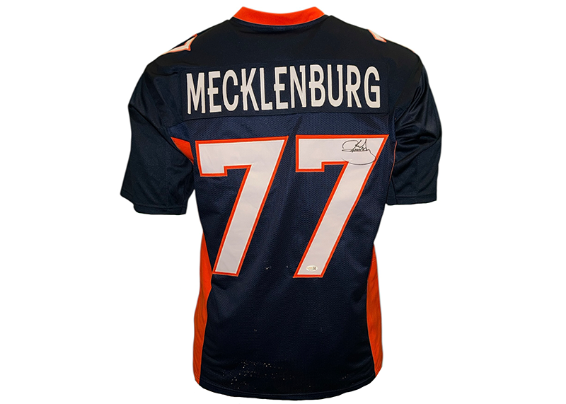 Karl Mecklenburg Signed Denver Blue Football Jersey JSA