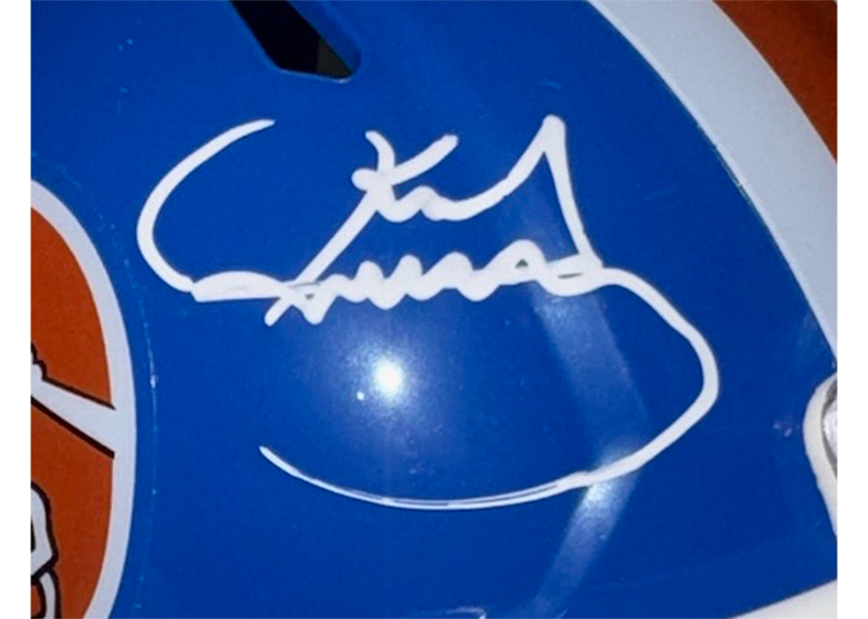 Karl Mecklenburg Signed Denver Broncos 75-96 TB Speed Mini Helmet JSA