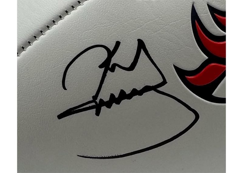Karl Mecklenburg Signed Denver Broncos Official NFL Team Logo White Football JSA