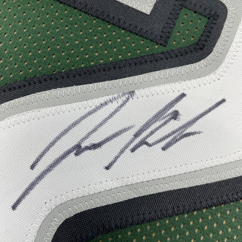 Framed Autographed/Signed Jason Kelce 35x39 Philadelphia Green Football Jersey PSA/DNA COA
