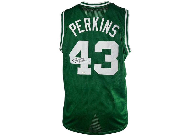Kendrick Perkins Signed Boston Green Basketball Jersey JSA